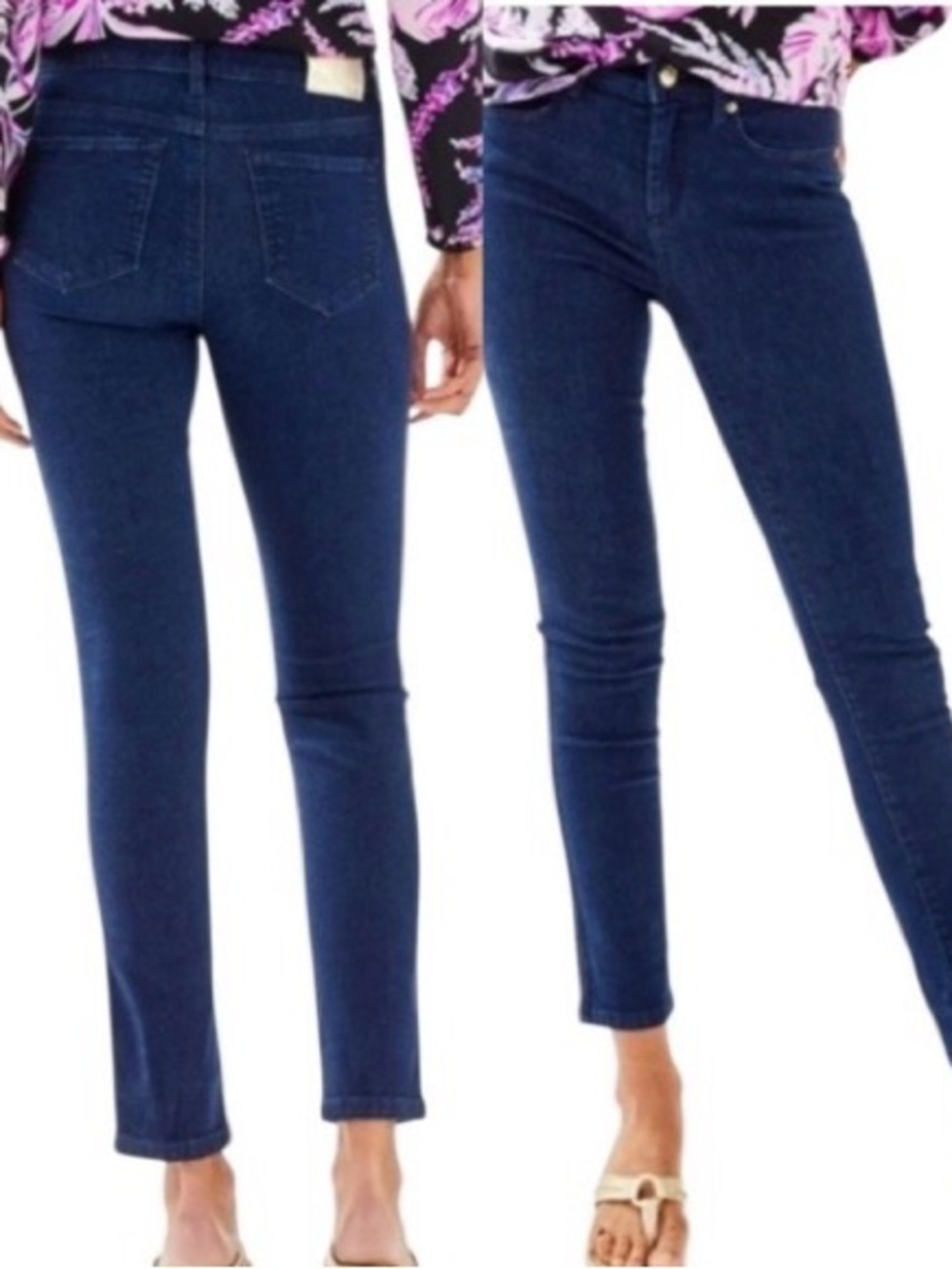 Lilly Pulitzer South Ocean High Rise Skinny Ankle Jeans in Cosmic Wash 14